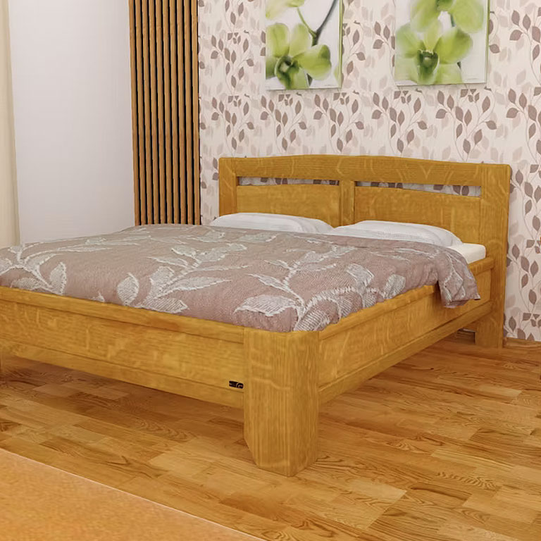 Elegantná masívna posteľ Santiago s mohutnými prednými nohami a vstavaným úložným priestorom