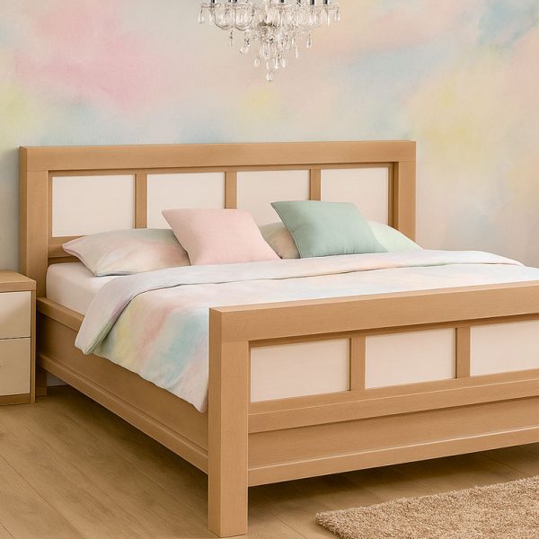 Elegantná drevená posteľ Charlotte z masívu s pevnou konštrukciou pre manželskú spálňu